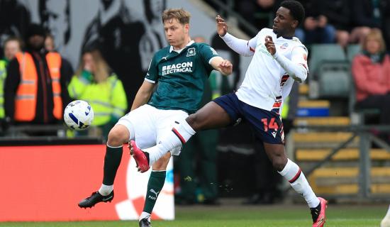 Plymouth Argyle v Bolton Wanderers. Pic from PPAUK