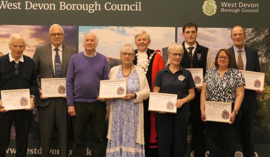 This year's winners, with the West Devon Mayor, Cllr Paul Vachon