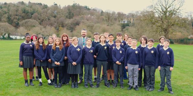 Principal Gareth Smith with Okehampton College students
