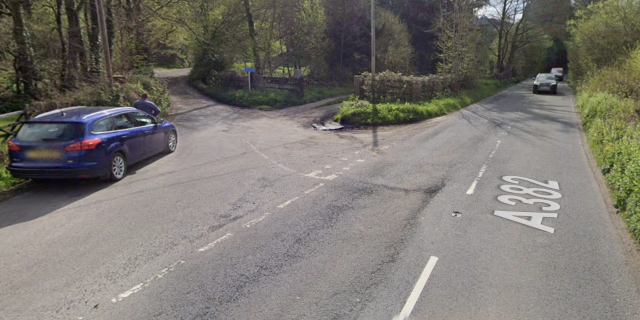 The A382 between Pepperdon Hall Lane and Wray Barton could close for around six weeks (Image- Google Maps)