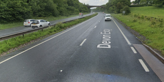 National Highways will carry out overnight patching works on the A38 northbound near Chudleigh (Image- Google Maps)
