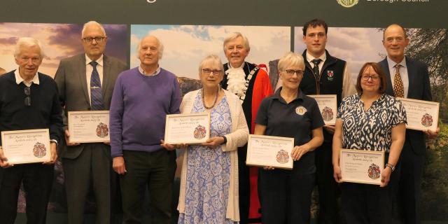 This year's winners, with the West Devon Mayor, Cllr Paul Vachon