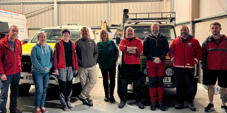 Dartmoor Search and Rescue Tavistock interviewees (L-R Andy, Christine, Emily, Ian, Helena, John, Guy, Steve, Dale) Credit- Jamie Townsend