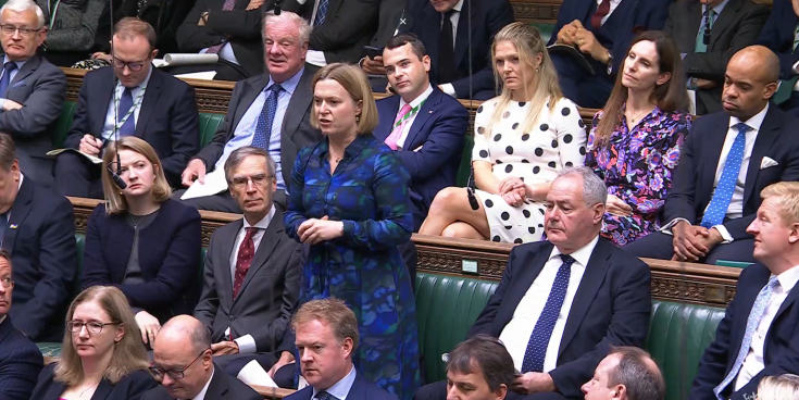 Ms Smith speaking at Prime Minister's Questions Credit- Rebecca Smith MP
