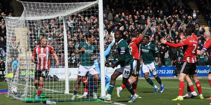 Plymouth Argyle v Exeter City. Pic from PPAUK