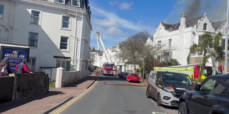 WATCH: Flames rip through derelict seafront hotel in Torquay (Image: Jim Parker)