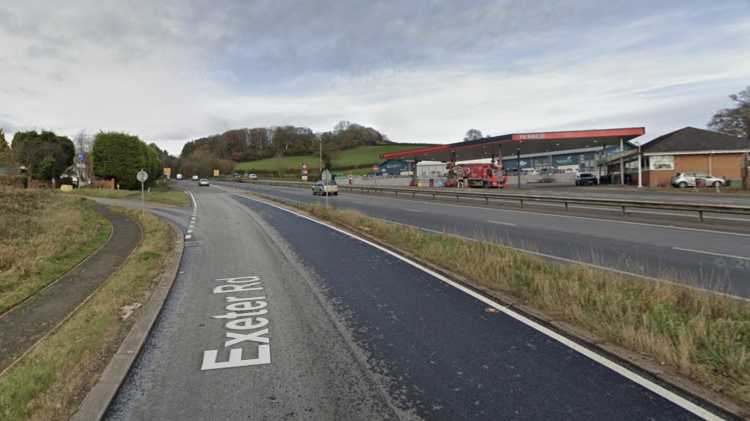 Motorists travelling north on the A38 in Devon are facing significant congestion (Image- Google Maps)