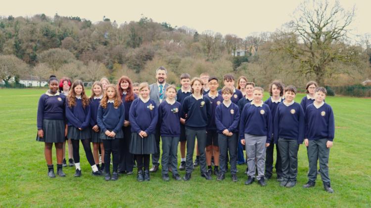 Principal Gareth Smith with Okehampton College students