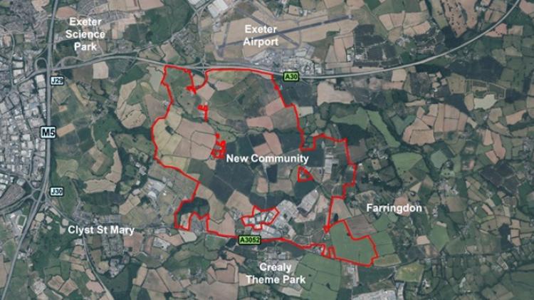 The proposed location for the Marlcombe new town (Image- East Devon District Council)