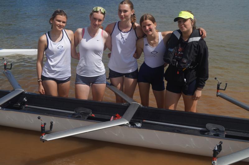 Dartmouth Championship Ladies under 16 coxed quadruple sculls crew of Maisie Pichowski, Neve Blair, Lily Abbot, Mabel Abbot and cox, Emma Eggleton