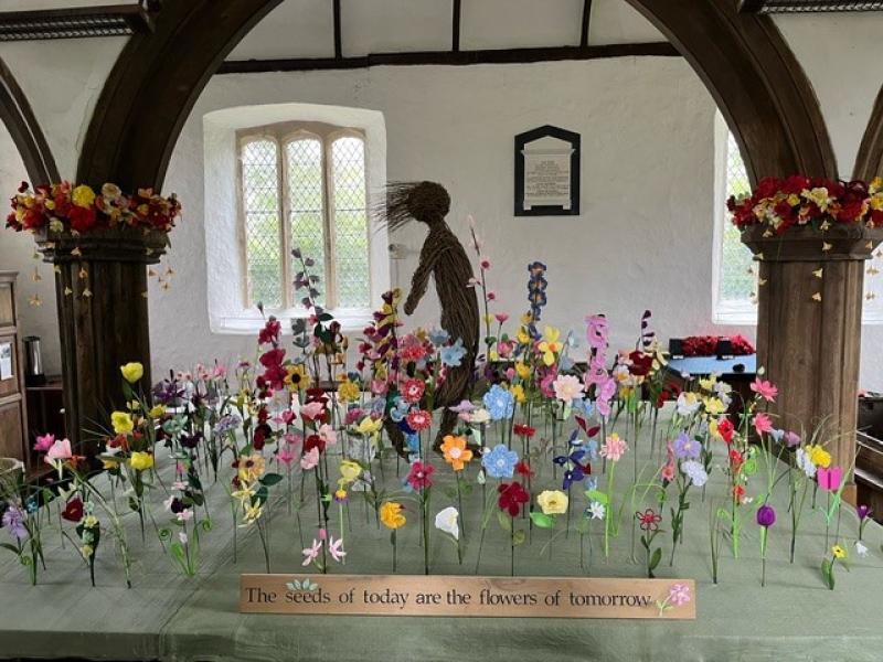 Handmade wildflower meadow at Devon church highlights mental health and wellbeing
