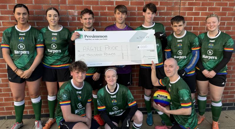 Cheque presentation to Argyle Pride