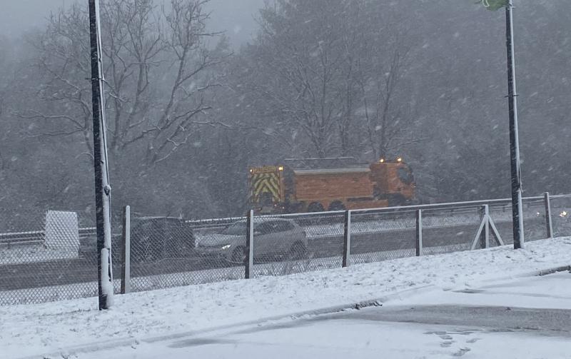 Drivers warned of delays on A38 due to snow in Devon