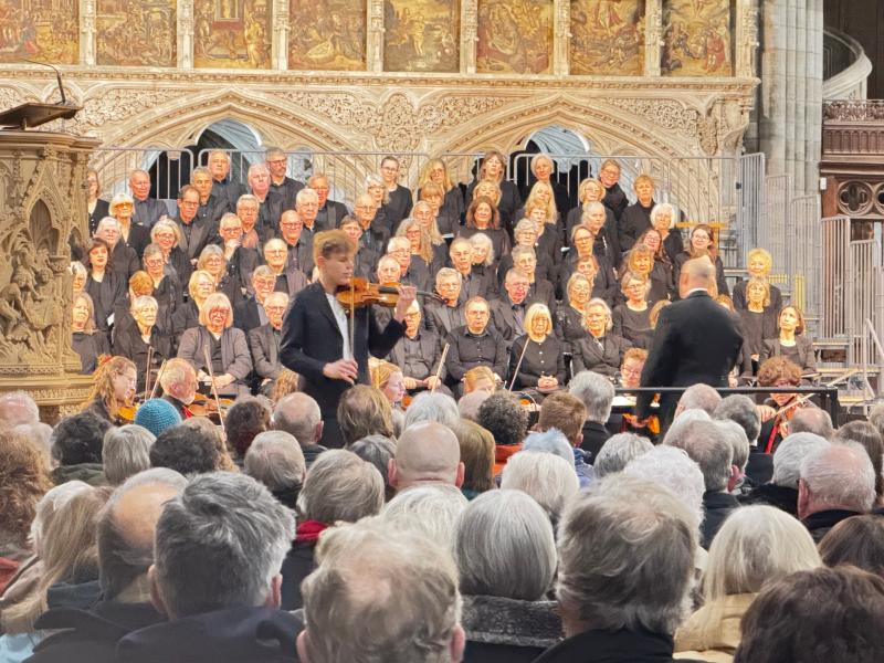 Devon born violinist Joel Munday performing with the Exeter Philharmonic Orchestra