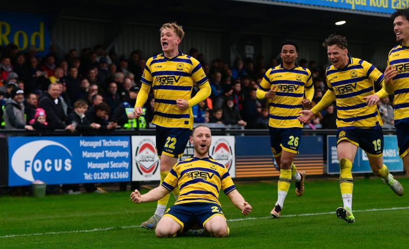 Joy for Jay in TUFC win at Truro. Pic from PPAUK