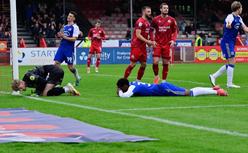 Exeter City downed at Crawley. Pic from PPAUK