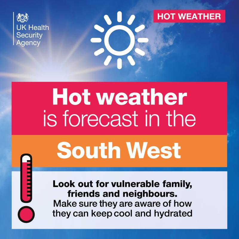 ALERT: Amber heat-health warning as South West faces hot weather with highs near 29C