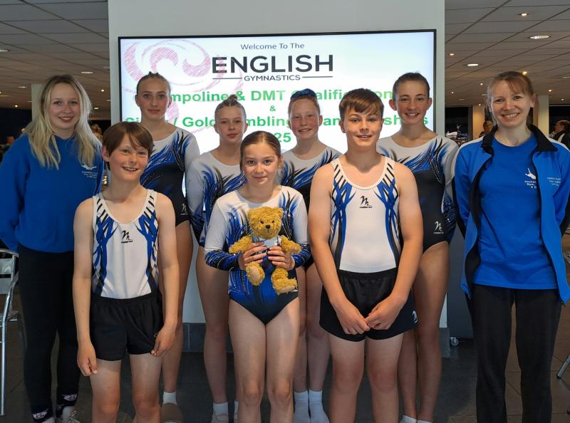 Bethany Hill (coach), Adela Wrzecionko, Connie James, Elodie Peacock, Coral Vallance, Vicki Pritchard (coach); front row - Logan Neville, Evie Nicks, Mason Parker-Groves