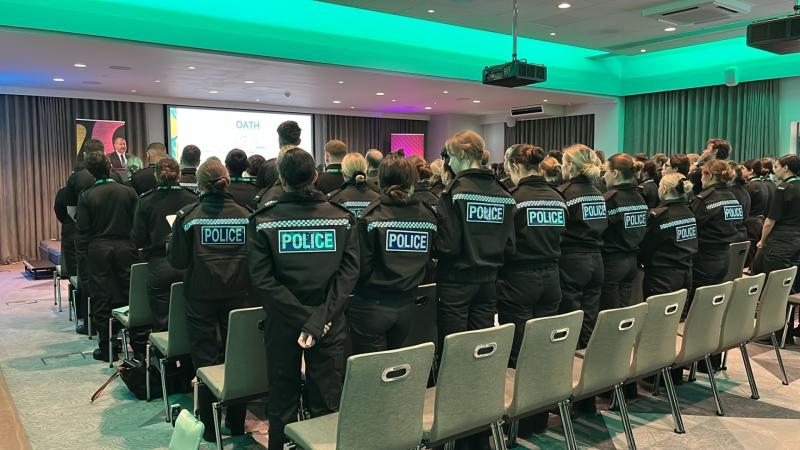 Police Now trainees taking their attestation oath at the beginning of the acadamy