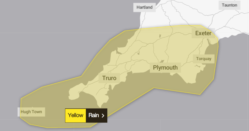 ALERT: UK Met Office issues yellow weather warning for South West region this weekend