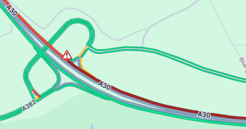 ALERT: Accident on A30 causes delays and slow traffic