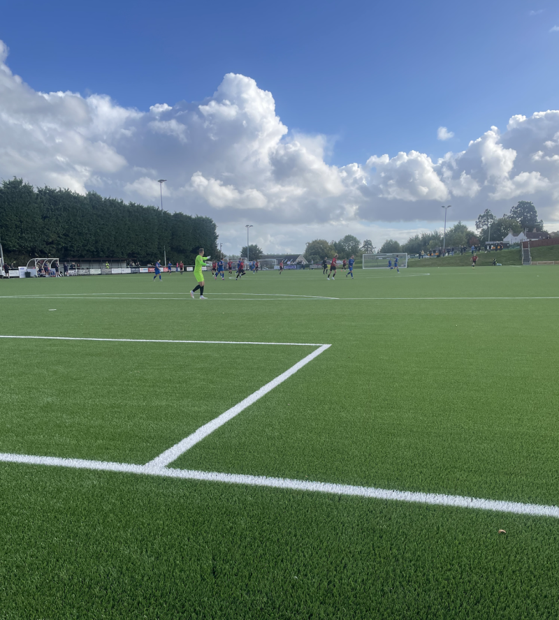 View from behind the goal at Larkhall Credit- Luca Sperti