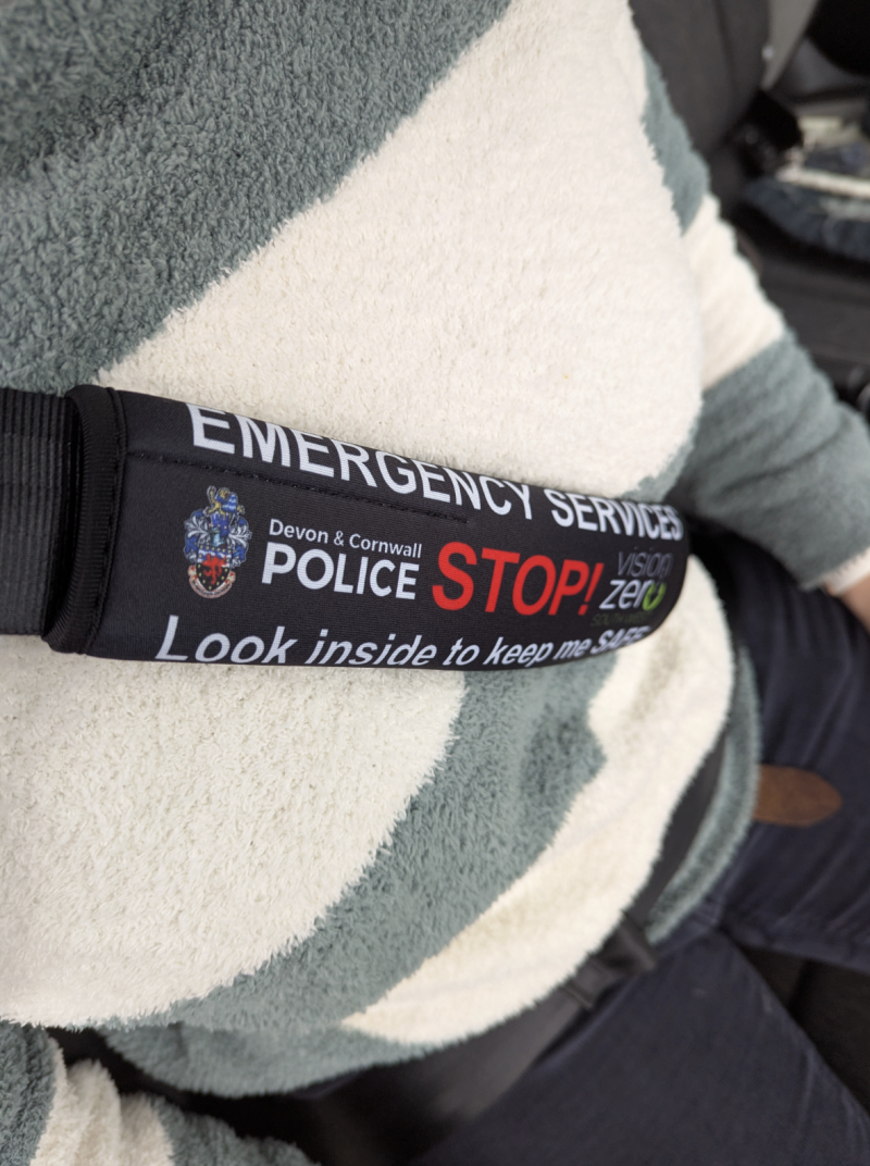 Vision Zero South West Seatbelt Covers Credit- Rachel Anstee at Devon & Cornwall Police