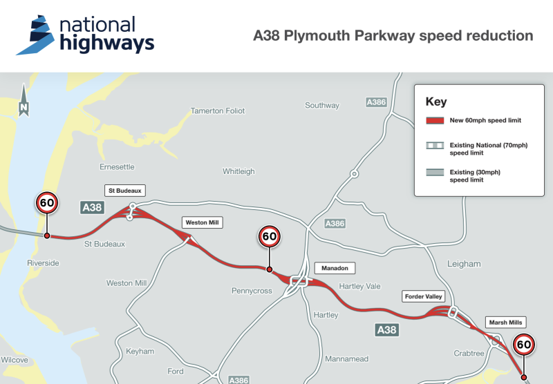 A38 Plymouth Parkway speed reduction plans Credit- National Highways