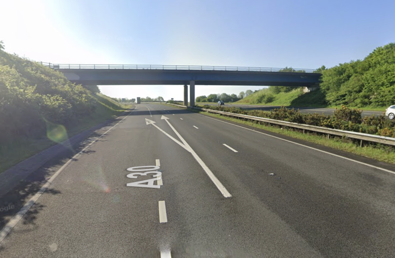 The A30 at Whiddon Down Credit- Google Maps