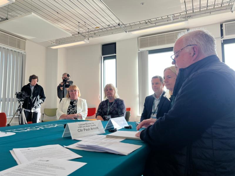 Cllr Paul Arnott and CEO Donna Manson adressed the media at Exeter Science Park today (25 Sept) Credit- Jamie Townsend