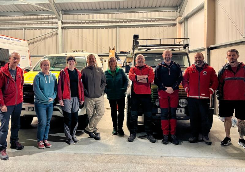 Dartmoor Search and Rescue Tavistock interviewees (L-R Andy, Christine, Emily, Ian, Helena, John, Guy, Steve, Dale) Credit- Jamie Townsend