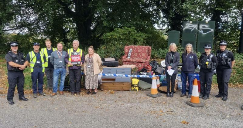 The staged fly tip at Anderton lay-by Credit- West Devon Borough Council