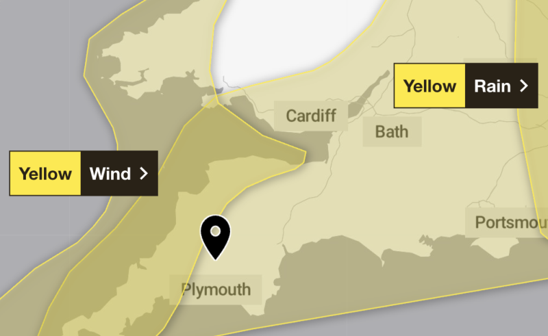 A Yellow Warning has been issued for Wind and Rain Credit- The Met Office