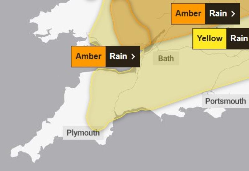 Amber rain warning