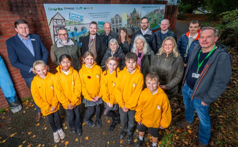 Exeter schoolchildren unveil mural celebrating a greener future for the city