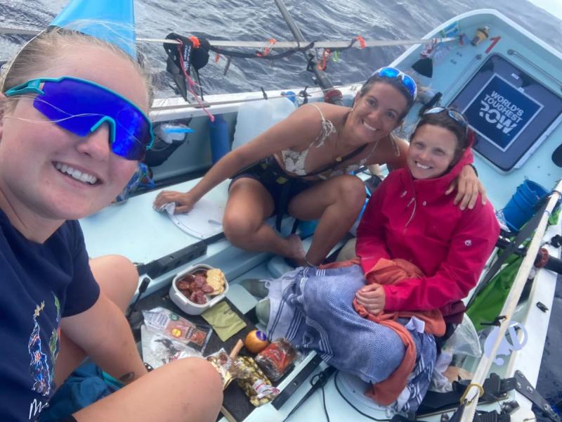 Christmas Day dinner on board mid Atlantic for 'Row with the Flow'