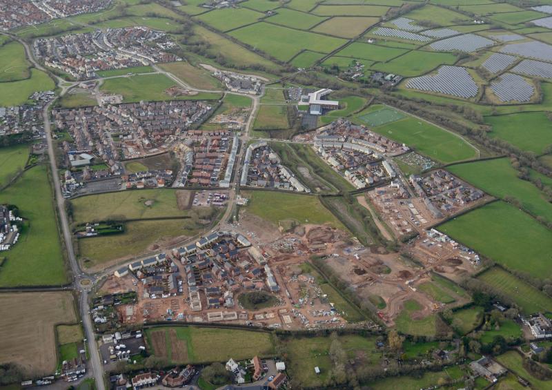 Cranbrook from the air (Image East Devon District Council - free to use by all LDRS partners)