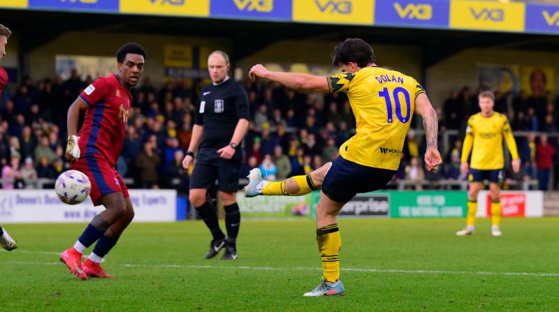 Callum Dolan equaliser for Torquay. Pic from PPAUK