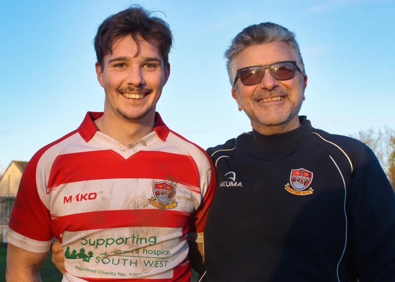 Bideford's man-of the match, Sam Picillo and father, Tony Picillo. Pic from Kevin Crowl