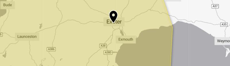 Yellow wind warning for Exeter: strong gusts and heavy rain expected on Tuesday