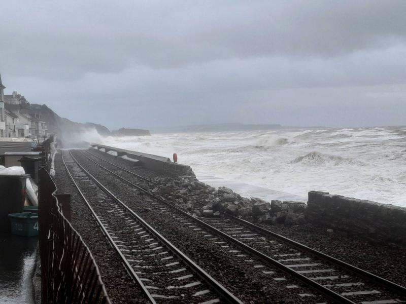 Damage to the sea wall at Dawlish on Saturday morning (Image credit- Tom Shiner-McGinley)