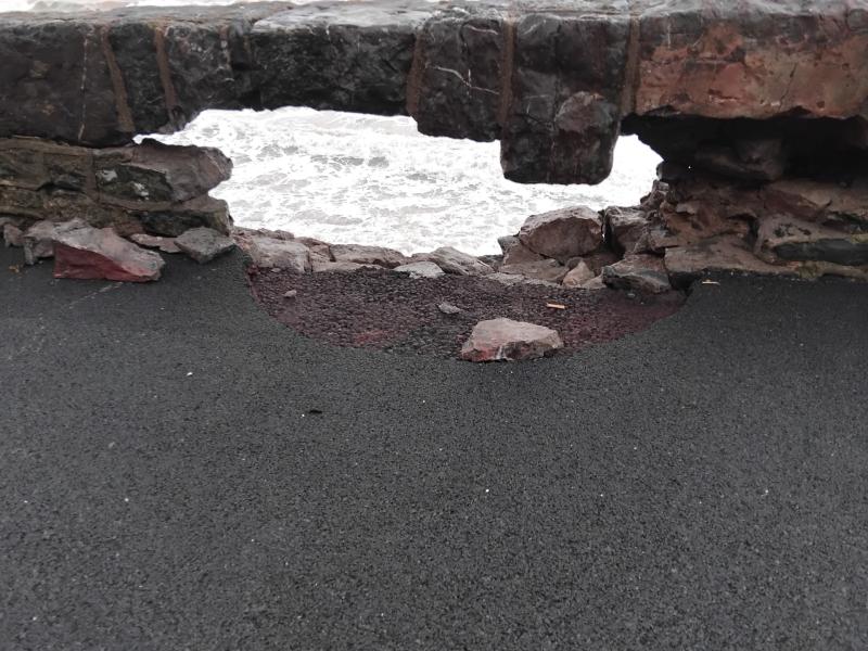 Meadfoot beach sea wall left with a gaping hole by the storms Pic NCI Torbay
