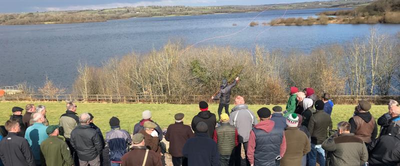 A fly casting demonstration under way at Roadford Lake (Image- South West Lakes Trust)