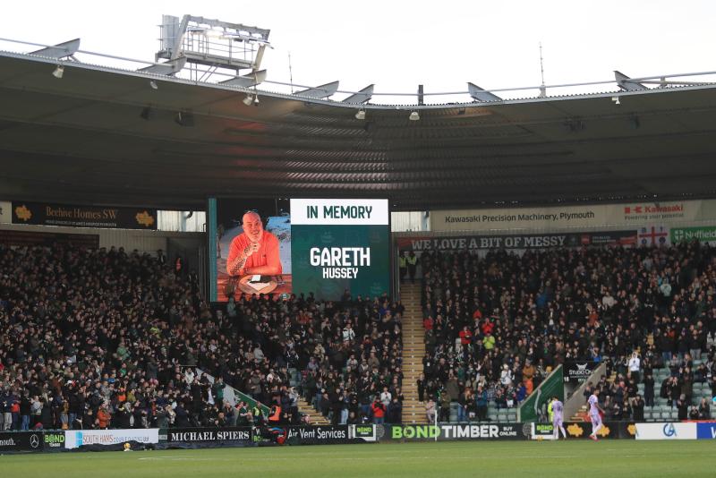 Tributes to Argyle fan Gareth Hussey. Pic from PPAUK