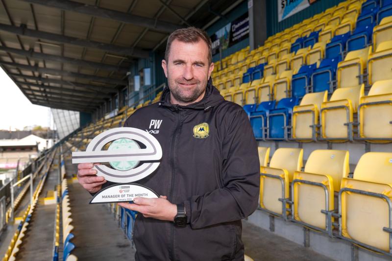 Paul Wotton January Manager of the Month. Pic from Patrick Tinkler
