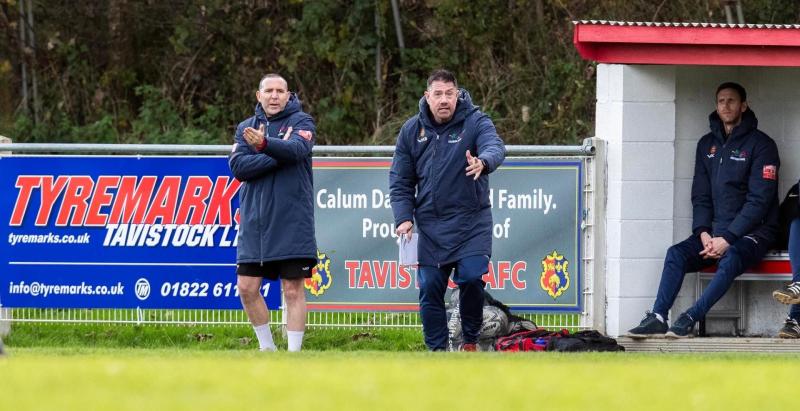 Devon club Tavistock AFC announce departure of Stuart Henderson (R) and assistant Darren Spong (L) (Image- Tavistock AFC)