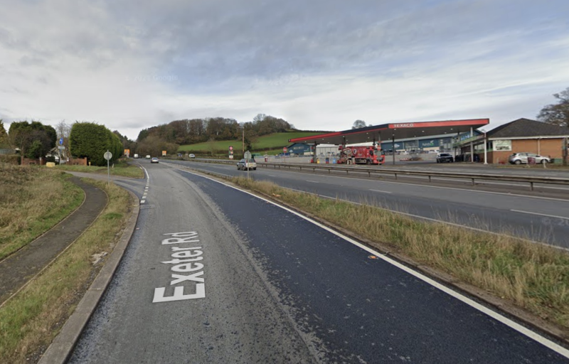 Motorists travelling north on the A38 in Devon are facing significant congestion (Image- Google Maps)