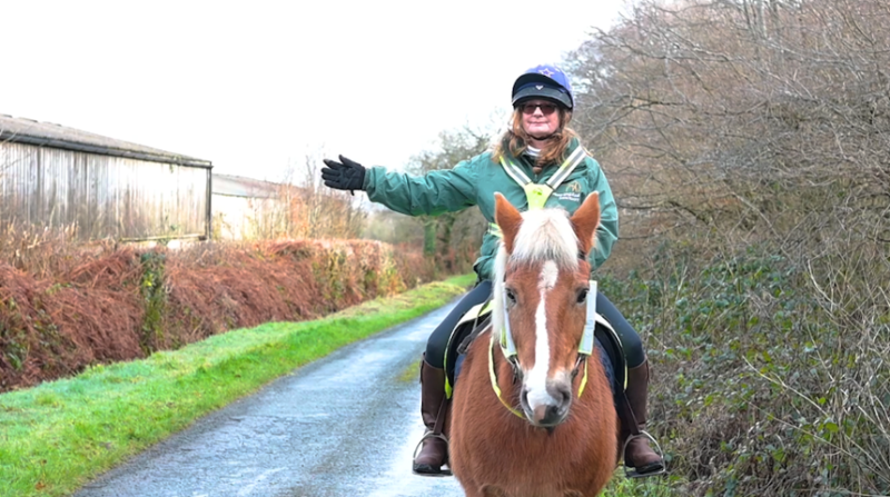 Pictured: Rider from Mare and Foal Sanctuary demonstrating hand signals