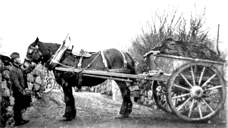 A prisoner with a cart-full of peat